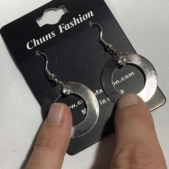 Textured Circle Dangle Earrings (UC3) - Picture 6 of 7